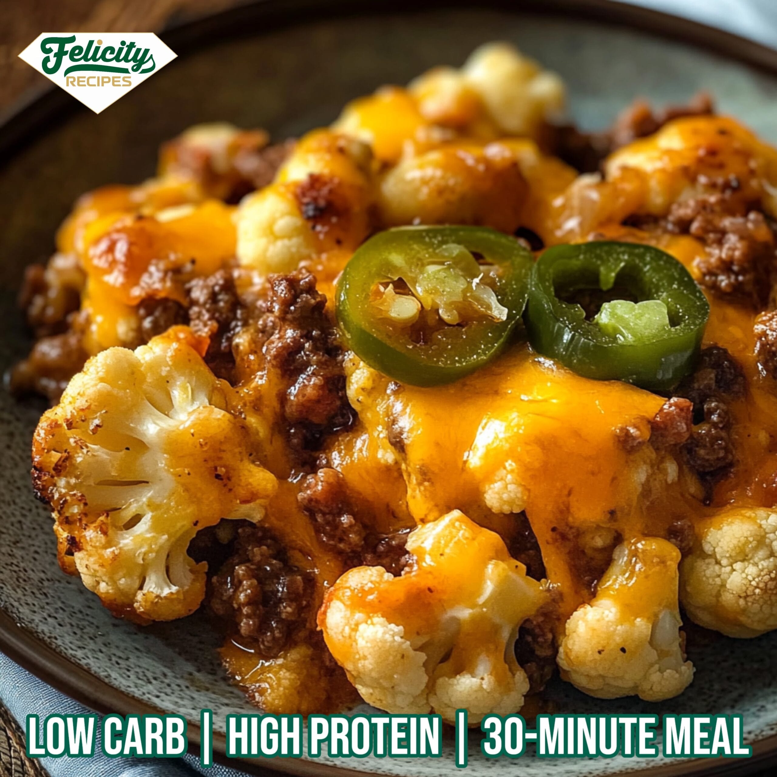 Cheesy Ground Beef & Cauliflower Casserole Recipe